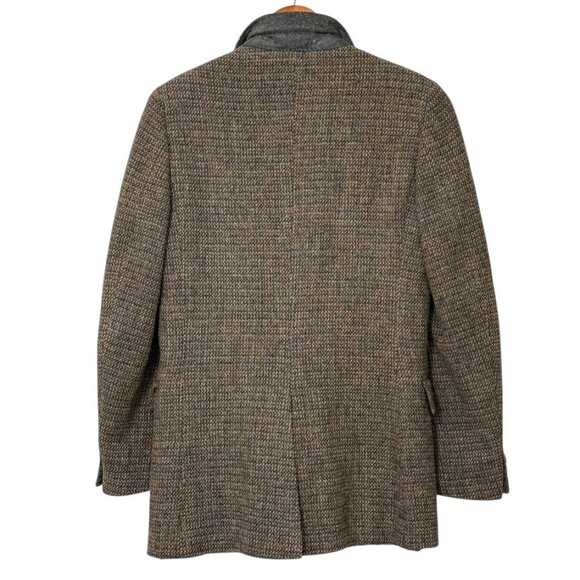Vintage Harris Tweed Wool Sport Coat Blazer 2-Button Brown Blue Mens Size 38R/S? - Picture 2 of 16